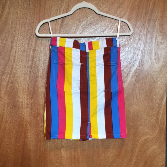 Candy stripe denim jean skirt bright and colorful mod Y2K quirky pop 80s 90s - Picture 8 of 8